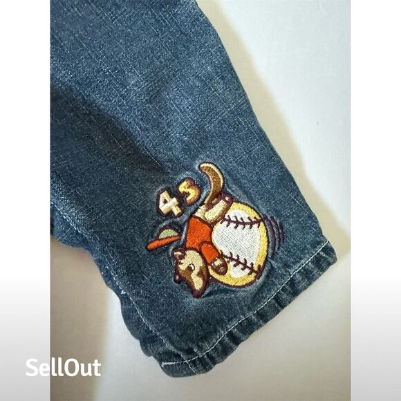 Small Wonders Infant Denim Overalls Baseball Embroidery 3/6 Months Vintage - Picture 4 of 7